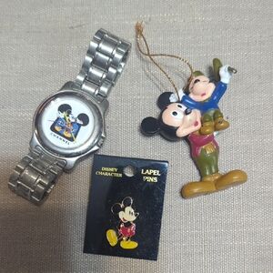 Disney Channel Mickey Mouse Watch, pin and Ornament Set